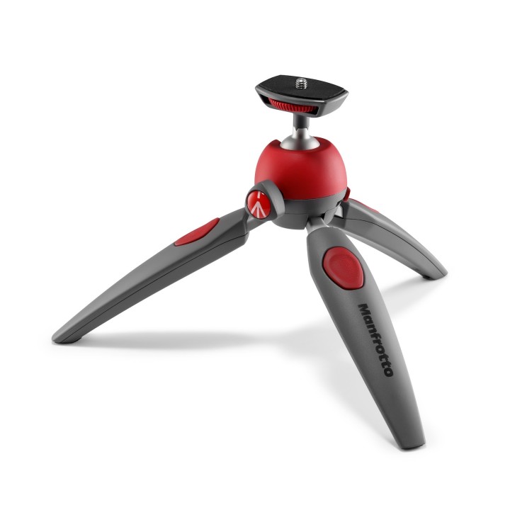 Manfrotto PIXI EVO 2-Section Mini Tripod, red, light and compact