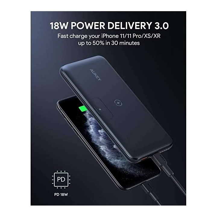 AUKEY PB-WL02 Basix carregador sem fio Power Bank 10000mAh