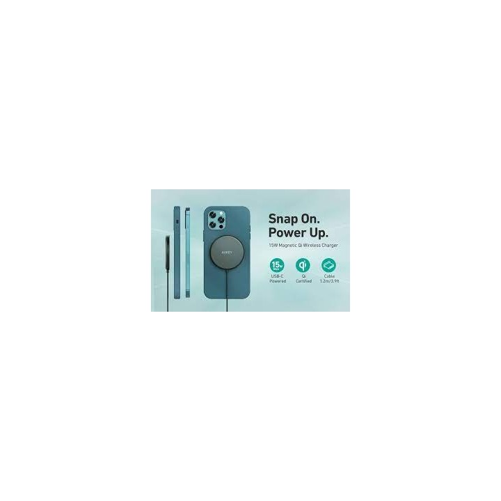 Carregador sem fio AUKEY Aircore 15 W magnético Qi certificado preto
