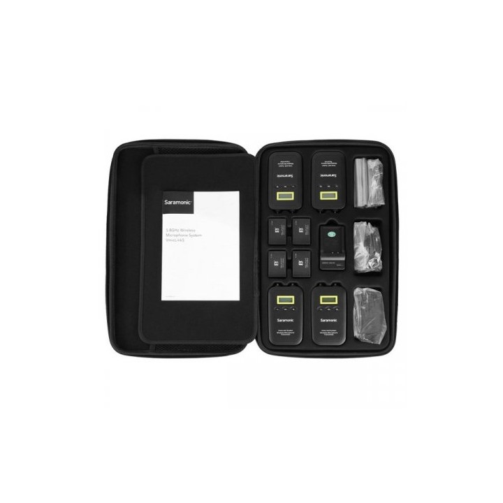 Saramonic kit microfone wireless  VMICLINK5 5.8GHZ SHF RX+TX+TX+TX e lapela