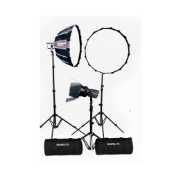 Nanlite kit triplo duplo bi-color Forza  60B c/ tripés e softboxs  e fresnel