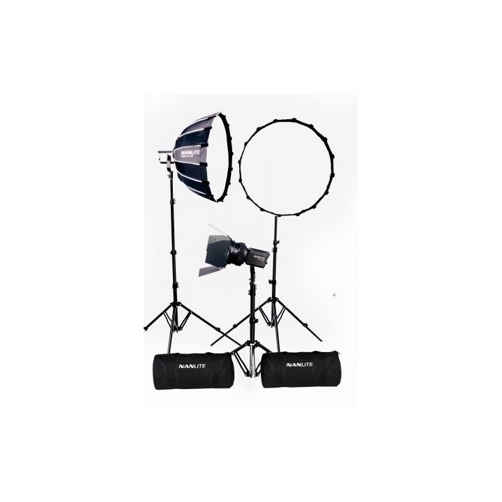 Nanlite kit triplo duplo bi-color Forza  60B c/ tripés e softboxs  e fresnel